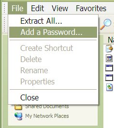 how to create a password protected folder in windows xp